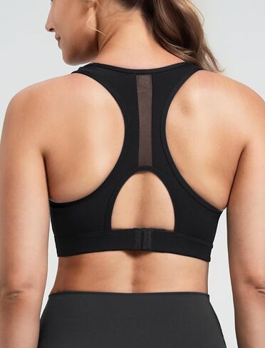 حمالة صدر رياضية من Yvette Racerback برقبة عالية ودعم عالي حمالات صدر رياضية للنساء لا ترتد ناعمة فتل الرطوبة داعمة للجري in Kuwait