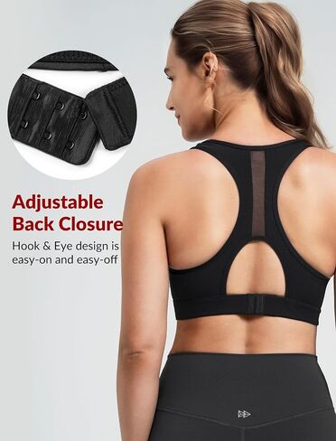حمالة صدر رياضية من Yvette Racerback برقبة عالية ودعم عالي حمالات صدر رياضية للنساء لا ترتد ناعمة فتل الرطوبة داعمة للجري in Kuwait