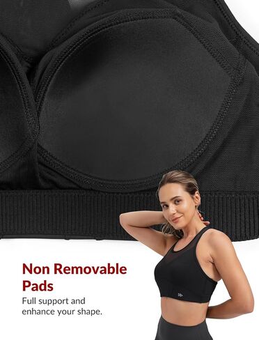 حمالة صدر رياضية من Yvette Racerback برقبة عالية ودعم عالي حمالات صدر رياضية للنساء لا ترتد ناعمة فتل الرطوبة داعمة للجري in Kuwait