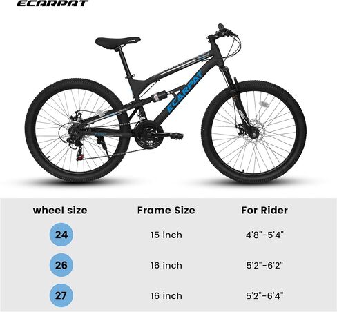 24/26/27.5 Inch Mountain Bike, Dual Full Suspension 21 Speed Womens Mens Mountain Bikes, Commuter Bike with Carbon Steel Frame and Dual Disc Brakes in Saudi Arabia
