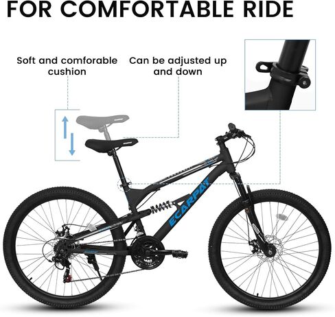 24/26/27.5 Inch Mountain Bike, Dual Full Suspension 21 Speed Womens Mens Mountain Bikes, Commuter Bike with Carbon Steel Frame and Dual Disc Brakes in Saudi Arabia