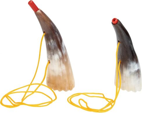 Milisten Viking Blow Horn Toy 2-Pack with Ox Horn Design and Lanyard Clear Sound Noise Maker for Viking Party and Birthday Favors Portable Wooden Wind Instrument in Kuwait