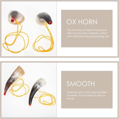 Milisten Viking Blow Horn Toy 2-Pack with Ox Horn Design and Lanyard Clear Sound Noise Maker for Viking Party and Birthday Favors Portable Wooden Wind Instrument in Kuwait