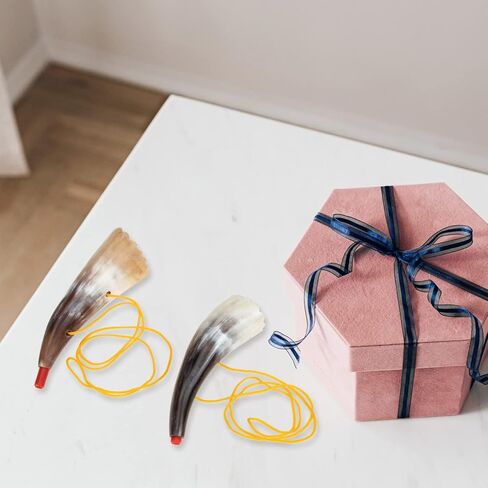 Milisten Viking Blow Horn Toy 2-Pack with Ox Horn Design and Lanyard Clear Sound Noise Maker for Viking Party and Birthday Favors Portable Wooden Wind Instrument in Kuwait