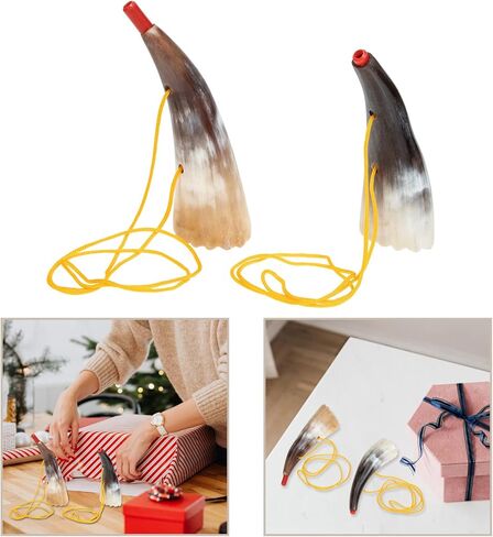 Milisten Viking Blow Horn Toy 2-Pack with Ox Horn Design and Lanyard Clear Sound Noise Maker for Viking Party and Birthday Favors Portable Wooden Wind Instrument in Kuwait