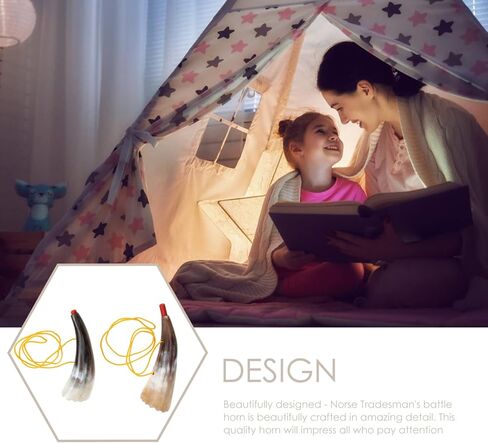 Milisten Viking Blow Horn Toy 2-Pack with Ox Horn Design and Lanyard Clear Sound Noise Maker for Viking Party and Birthday Favors Portable Wooden Wind Instrument in Kuwait