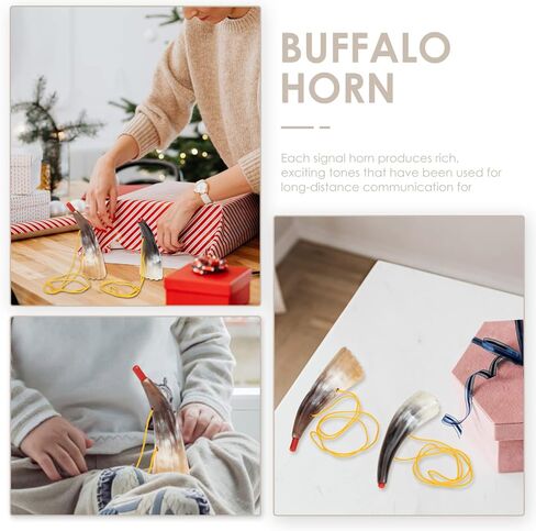 Milisten Viking Blow Horn Toy 2-Pack with Ox Horn Design and Lanyard Clear Sound Noise Maker for Viking Party and Birthday Favors Portable Wooden Wind Instrument in Kuwait