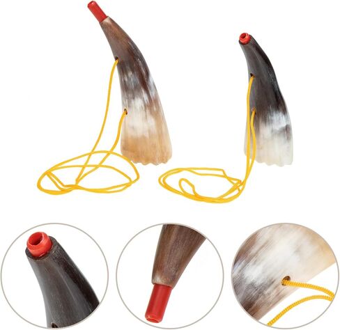 Milisten Viking Blow Horn Toy 2-Pack with Ox Horn Design and Lanyard Clear Sound Noise Maker for Viking Party and Birthday Favors Portable Wooden Wind Instrument in Kuwait
