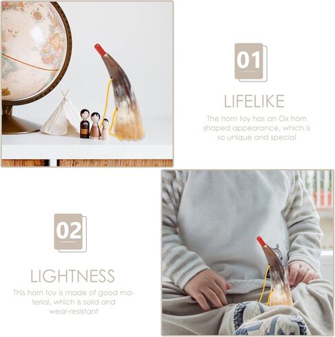 Milisten Viking Blow Horn Toy 2-Pack with Ox Horn Design and Lanyard Clear Sound Noise Maker for Viking Party and Birthday Favors Portable Wooden Wind Instrument in Kuwait