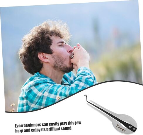 Yardwe Odor String Piano Jaw Harp Portable Metal Mouth Harp Musical Instrument for Beginners Ethnic Sound Silver 4.88X1.57 Inch in Saudi Arabia