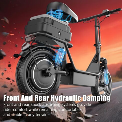 Electric Scooter for Adults, 1000W Peak Motor, Up to 25 MPH 30 Miles, Electric Scooter with Seat, Multiple Suspension, Bright Lights, Provides Comfortable and Safe Ride, 14" E Scooter for Commuting in Kuwait
