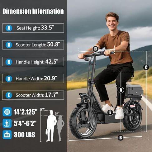 Electric Scooter for Adults, 1000W Peak Motor, Up to 25 MPH 30 Miles, Electric Scooter with Seat, Multiple Suspension, Bright Lights, Provides Comfortable and Safe Ride, 14" E Scooter for Commuting in Kuwait