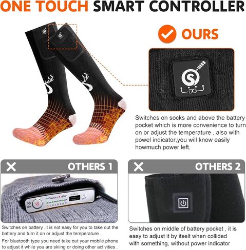 SNOW DEER Upgraded Rechargeable Electric Heated Socks,7.4V 2200mAh Battery Powered Cold Weather Heat Socks for Men Women,Outdoor Riding Camping Hiking Motorcycle Skiing Warm Winter Socks in Kuwait