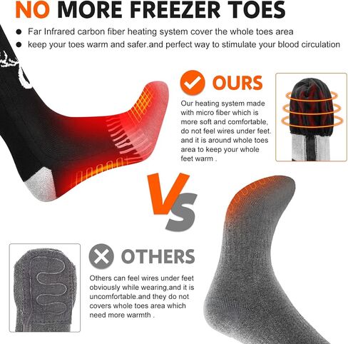 SNOW DEER Upgraded Rechargeable Electric Heated Socks,7.4V 2200mAh Battery Powered Cold Weather Heat Socks for Men Women,Outdoor Riding Camping Hiking Motorcycle Skiing Warm Winter Socks in Kuwait