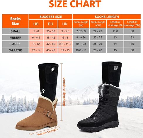 SNOW DEER Upgraded Rechargeable Electric Heated Socks,7.4V 2200mAh Battery Powered Cold Weather Heat Socks for Men Women,Outdoor Riding Camping Hiking Motorcycle Skiing Warm Winter Socks in Kuwait