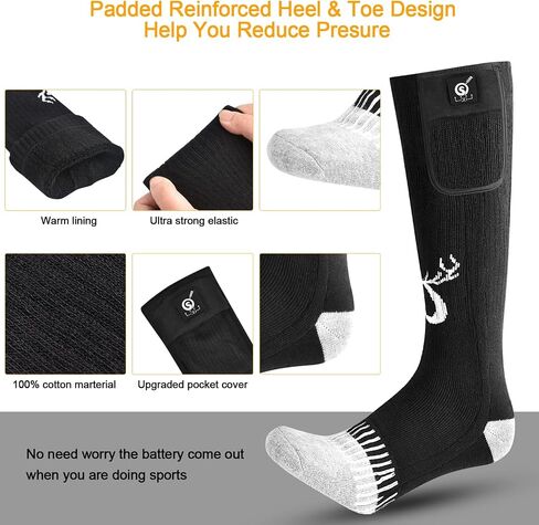 SNOW DEER Upgraded Rechargeable Electric Heated Socks,7.4V 2200mAh Battery Powered Cold Weather Heat Socks for Men Women,Outdoor Riding Camping Hiking Motorcycle Skiing Warm Winter Socks in Kuwait