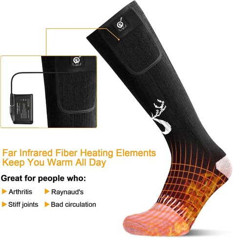 SNOW DEER Upgraded Rechargeable Electric Heated Socks,7.4V 2200mAh Battery Powered Cold Weather Heat Socks for Men Women,Outdoor Riding Camping Hiking Motorcycle Skiing Warm Winter Socks in Kuwait