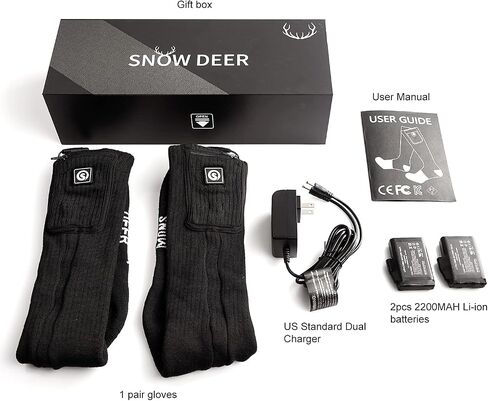 SNOW DEER Upgraded Rechargeable Electric Heated Socks,7.4V 2200mAh Battery Powered Cold Weather Heat Socks for Men Women,Outdoor Riding Camping Hiking Motorcycle Skiing Warm Winter Socks in Kuwait