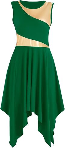 Women's Praise Dance Dress Asymmetrical Overlays Liturgical Worship Dress Irregular Hem Lyrical Dancewear in Saudi Arabia