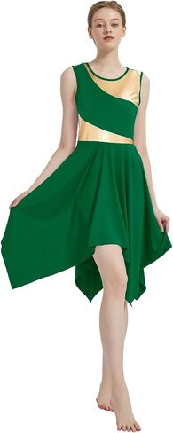 Women's Praise Dance Dress Asymmetrical Overlays Liturgical Worship Dress Irregular Hem Lyrical Dancewear in Saudi Arabia
