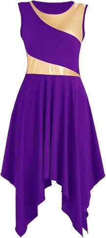 Women's Praise Dance Dress Asymmetrical Overlays Liturgical Worship Dress Irregular Hem Lyrical Dancewear in Saudi Arabia