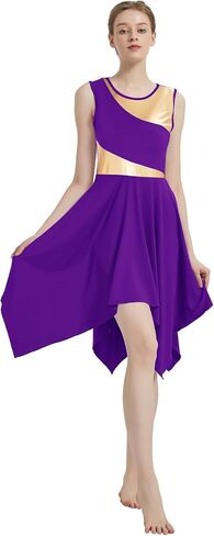 Women's Praise Dance Dress Asymmetrical Overlays Liturgical Worship Dress Irregular Hem Lyrical Dancewear in Saudi Arabia