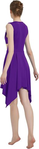 Women's Praise Dance Dress Asymmetrical Overlays Liturgical Worship Dress Irregular Hem Lyrical Dancewear in Saudi Arabia