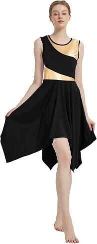 Women's Praise Dance Dress Asymmetrical Overlays Liturgical Worship Dress Irregular Hem Lyrical Dancewear in Saudi Arabia