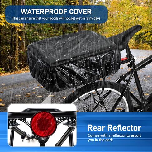 Upgraded Rear Bike Rack with Basket, Removable Adjustable Bike Basket Rear with Liner,Waterproof Cover,Cargo Net, Heavy Duty Bicycle Rear Basket for Most Bikes and E-Bike in Saudi Arabia