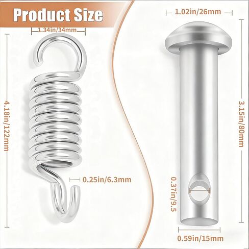 Porch Swing Hammock Chair Springs,Heavy Duty Porch Hanging Hammock Chair Egg Chair Swing Hanging Hardware Kit Spring Pin Plug Replacement in Kuwait