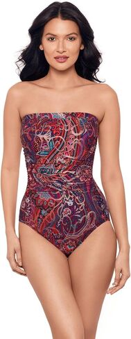 ملابس سباحة نسائية من Miraclesuit Dynasty Avanti Bandeau Underwire حمالة صدر قطعة واحدة، متعدد الألوان، 12 in Kuwait