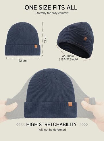 TRENDOUX Winter Hat for Men Women: Warm Thick Stocking Cap Merino Wool Knit Cuffed Beanie Unisex Soft Skull Cap in Kuwait