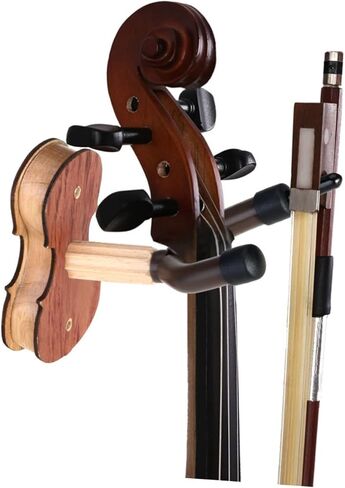 Sosoport Violin Wall Mount Hanger Durable Red Wood Finish with Protective Padding Easy to Install for Home Studio Use for Violins and Violas Enhances Decor in Saudi Arabia