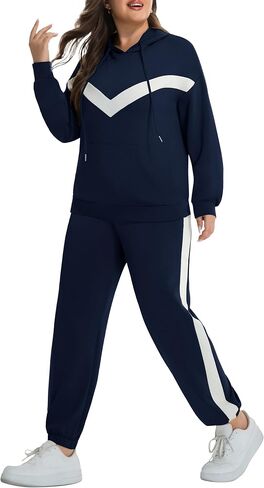 النساء حجم كبير 2 قطعة وتتسابق Sweatsuits البلوز هوديس البلوز بنطال رياضي رياضية صالة مطابقة مجموعات in Kuwait
