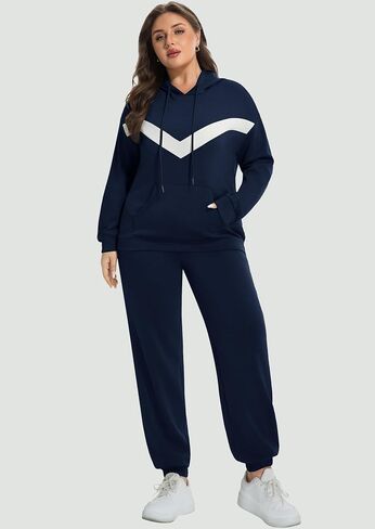 النساء حجم كبير 2 قطعة وتتسابق Sweatsuits البلوز هوديس البلوز بنطال رياضي رياضية صالة مطابقة مجموعات in Kuwait