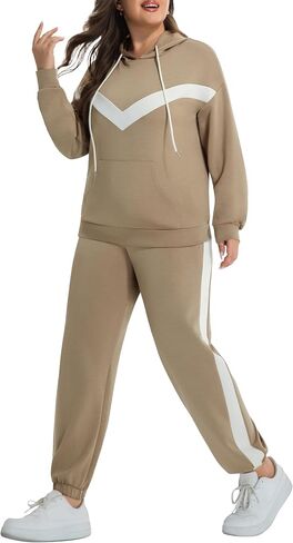النساء حجم كبير 2 قطعة وتتسابق Sweatsuits البلوز هوديس البلوز بنطال رياضي رياضية صالة مطابقة مجموعات in Kuwait