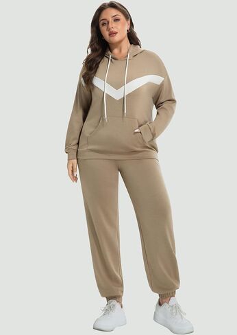 النساء حجم كبير 2 قطعة وتتسابق Sweatsuits البلوز هوديس البلوز بنطال رياضي رياضية صالة مطابقة مجموعات in Kuwait