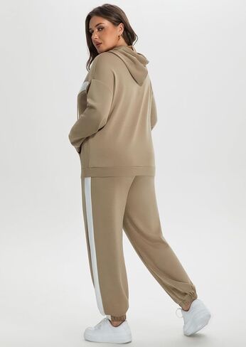 النساء حجم كبير 2 قطعة وتتسابق Sweatsuits البلوز هوديس البلوز بنطال رياضي رياضية صالة مطابقة مجموعات in Kuwait
