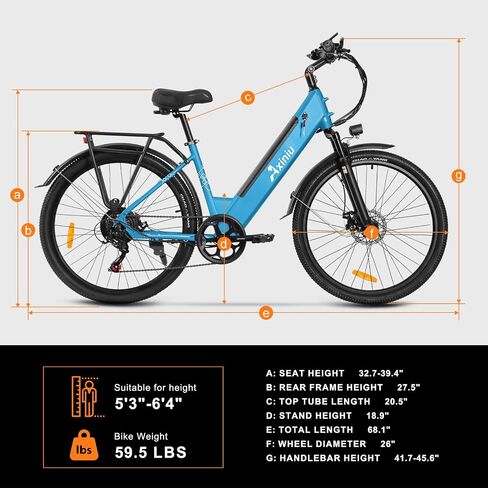 Electric Bike for Adults, 26 Inch Step Through Electric Bike, 36V 13Ah UL Removable Battery Up to 50Miles Peak 1000W, 22Mph Commuter Women Ebike Bicycles Beach Snow in Saudi Arabia