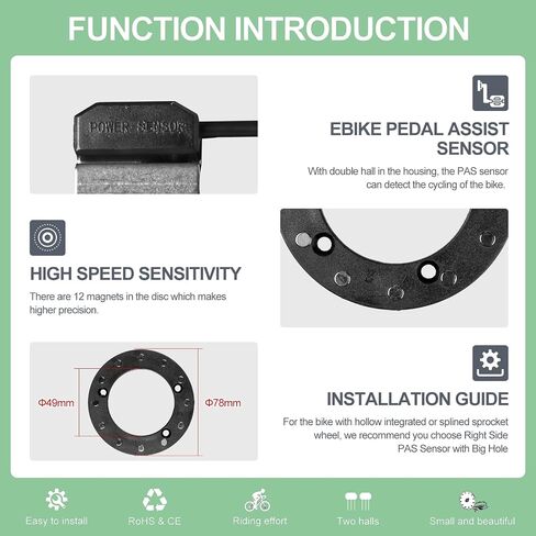 PAS Sensor Assistant Pedal for Bafang Hub Motor 12 Magnets Assistant Sensor Speed Sensor Electric Bicycle Pedal Sensor Bicycle Assistance Sensor Electric Bicycle Accessories in Saudi Arabia