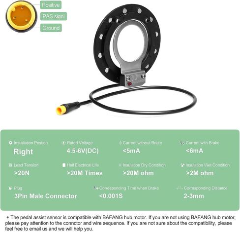 PAS Sensor Assistant Pedal for Bafang Hub Motor 12 Magnets Assistant Sensor Speed Sensor Electric Bicycle Pedal Sensor Bicycle Assistance Sensor Electric Bicycle Accessories in Saudi Arabia
