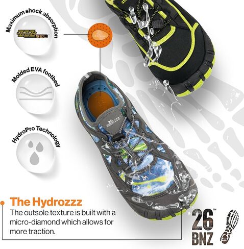 جوارب Bonezzz Hydrozzz Aqua - أحذية مائية عالية الأداء مع قبضة HydroPro ومريحة ZZZGel - خفيفة الوزن وسريعة الجفاف للتجديف بالكاياك وركوب الرمث ومعدات الشاطئ in Kuwait