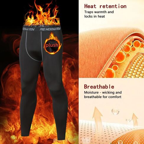 4 Pack Men's Thermal Compression Pants - Fleece Lined Base Layer Leggings for Winter Running Training Workout in Saudi Arabia