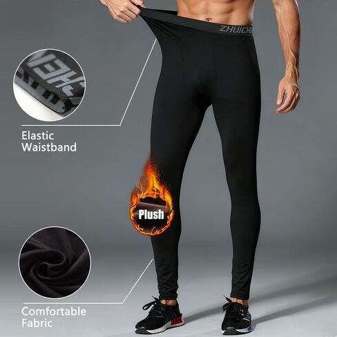 4 Pack Men's Thermal Compression Pants - Fleece Lined Base Layer Leggings for Winter Running Training Workout in Saudi Arabia