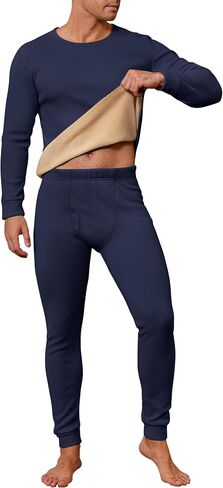 Men's Thermal Underwear Set Heavyweight Soft Fleece-Lined Top and Long Johns Winter Base Layer (S-XXL) in Saudi Arabia