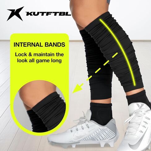 KUTFTBL أكمام أرجل كرة القدم مقصوصة مسبقًا مع أربطة مطاطية مخفية مدمجة للأداء فوق الركبة أو أسفلها in Saudi Arabia