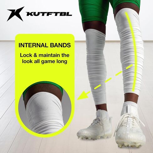 KUTFTBL أكمام أرجل كرة القدم مقصوصة مسبقًا مع أربطة مطاطية مخفية مدمجة للأداء فوق الركبة أو أسفلها in Kuwait