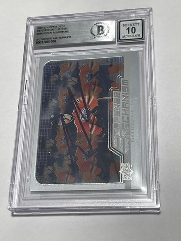 Evan Bouchard Signed UD Defense Mechanism Oilers Card IP Slabbed Beckett BAS a - Hockey Slabbed Autographed Rookie Cards in Saudi Arabia