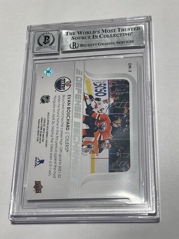 Evan Bouchard Signed UD Defense Mechanism Oilers Card IP Slabbed Beckett BAS a - Hockey Slabbed Autographed Rookie Cards in Saudi Arabia