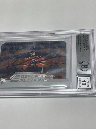 Evan Bouchard Signed UD Defense Mechanism Oilers Card IP Slabbed Beckett BAS a - Hockey Slabbed Autographed Rookie Cards in Saudi Arabia